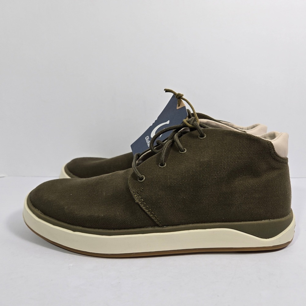 OluKai Papaku Men 10.5 Olive Canvas Chukka Boots 10539-6666 NEW